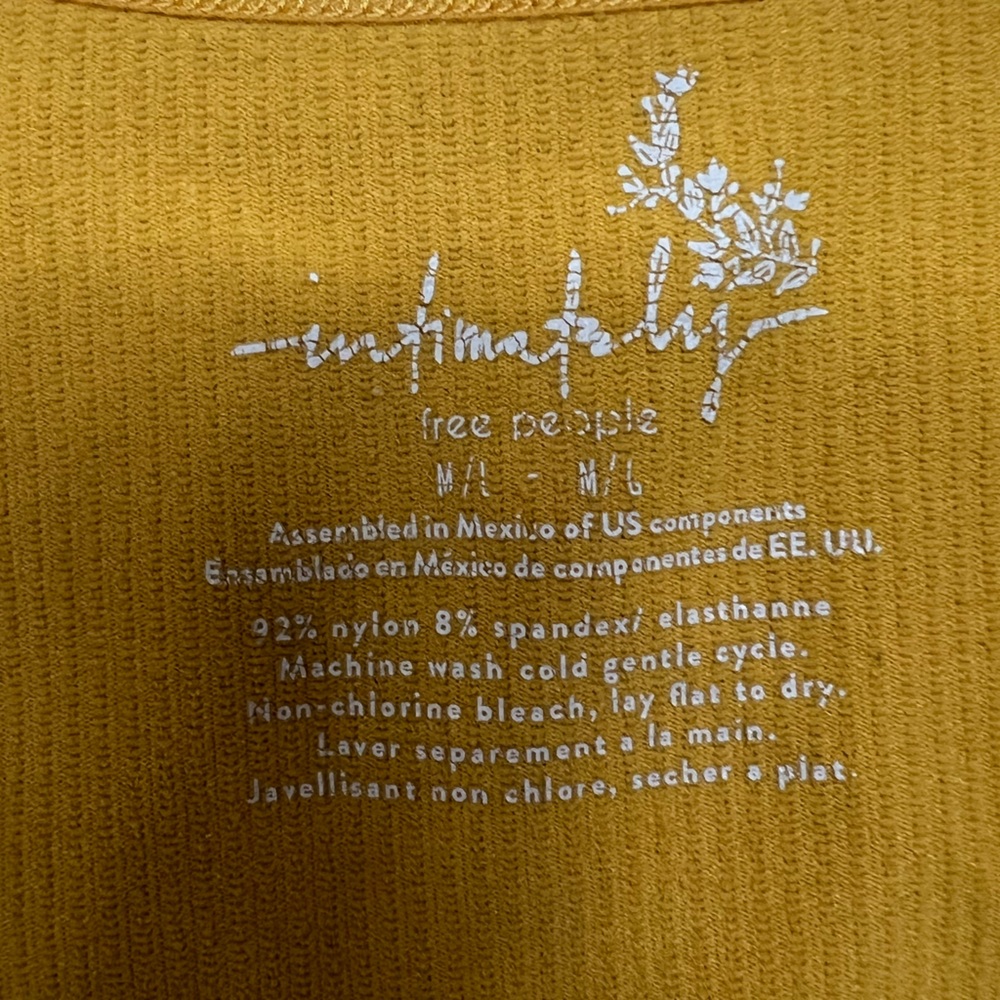 Free People Mustard Button-Up Crop Top - Picture 5 of 6
